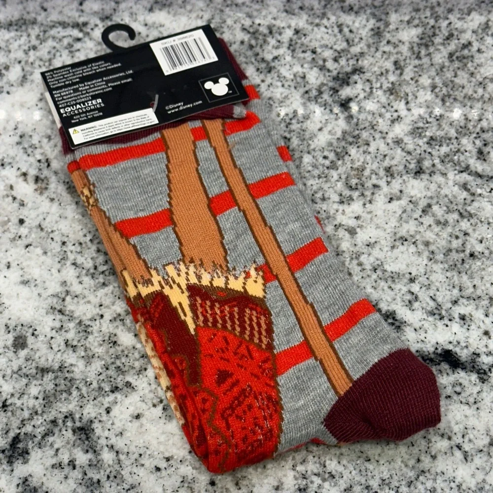 Disney Womens 9-13 Crew Socks Grey Moana Striped Tropical Voyager Princess movie